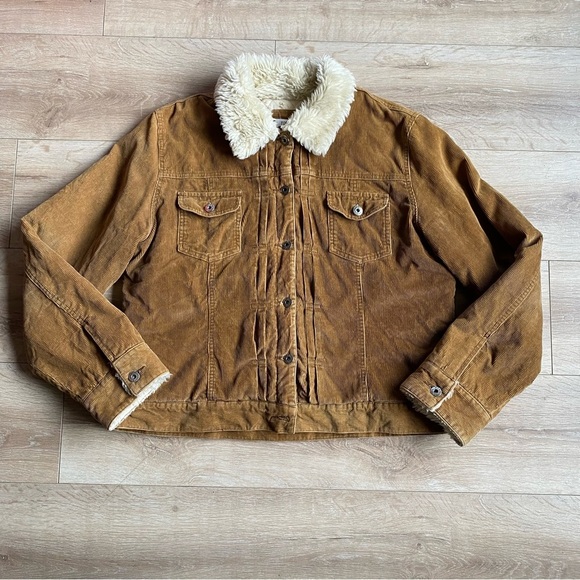 Roots Tops - Vintage Roots Corduroy jacket faux Sherpa ditsy floral feminine floral lined XL